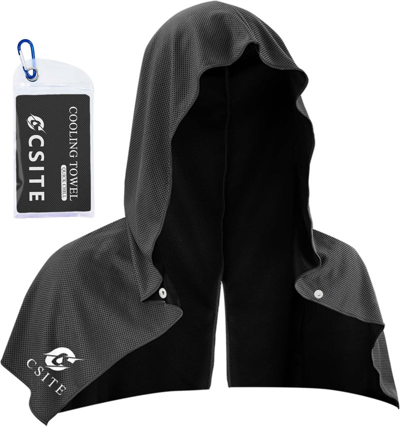CASITE Cooling Hoodie Towels, Instant Cooling Towels for Neck and Face, UPF 50 Sun Protection, Ice Towel for Hot Weather, Head Towel for Sports, Camping, Cycling & More Activities - Image 1